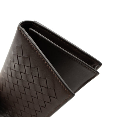 Long Wallet Intrecciato Leather Brown