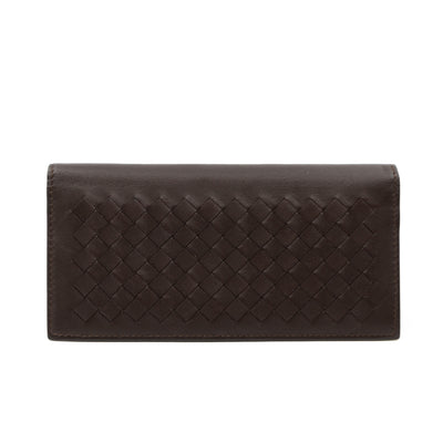 Long Wallet Intrecciato Leather Brown