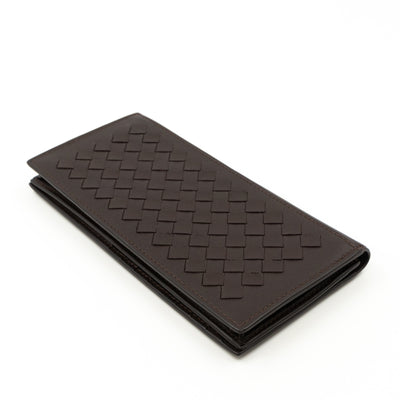 Long Wallet Intrecciato Leather Brown