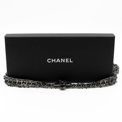 Cross Chain Belt With Tweed Ruthenium