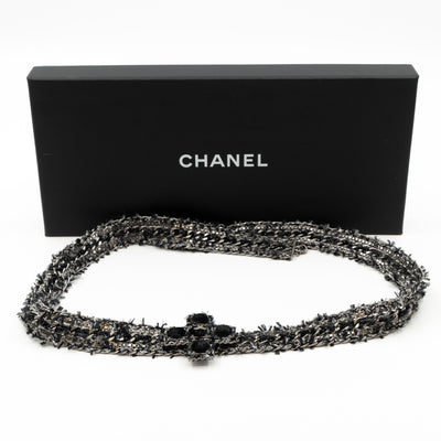 Cross Chain Belt With Tweed Ruthenium
