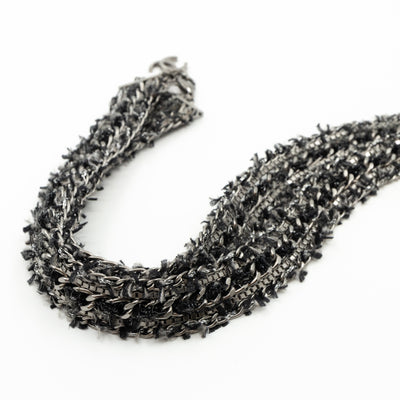Cross Chain Belt With Tweed Ruthenium