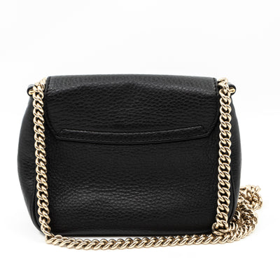Soho Small Chain Flap Bag Black Leather