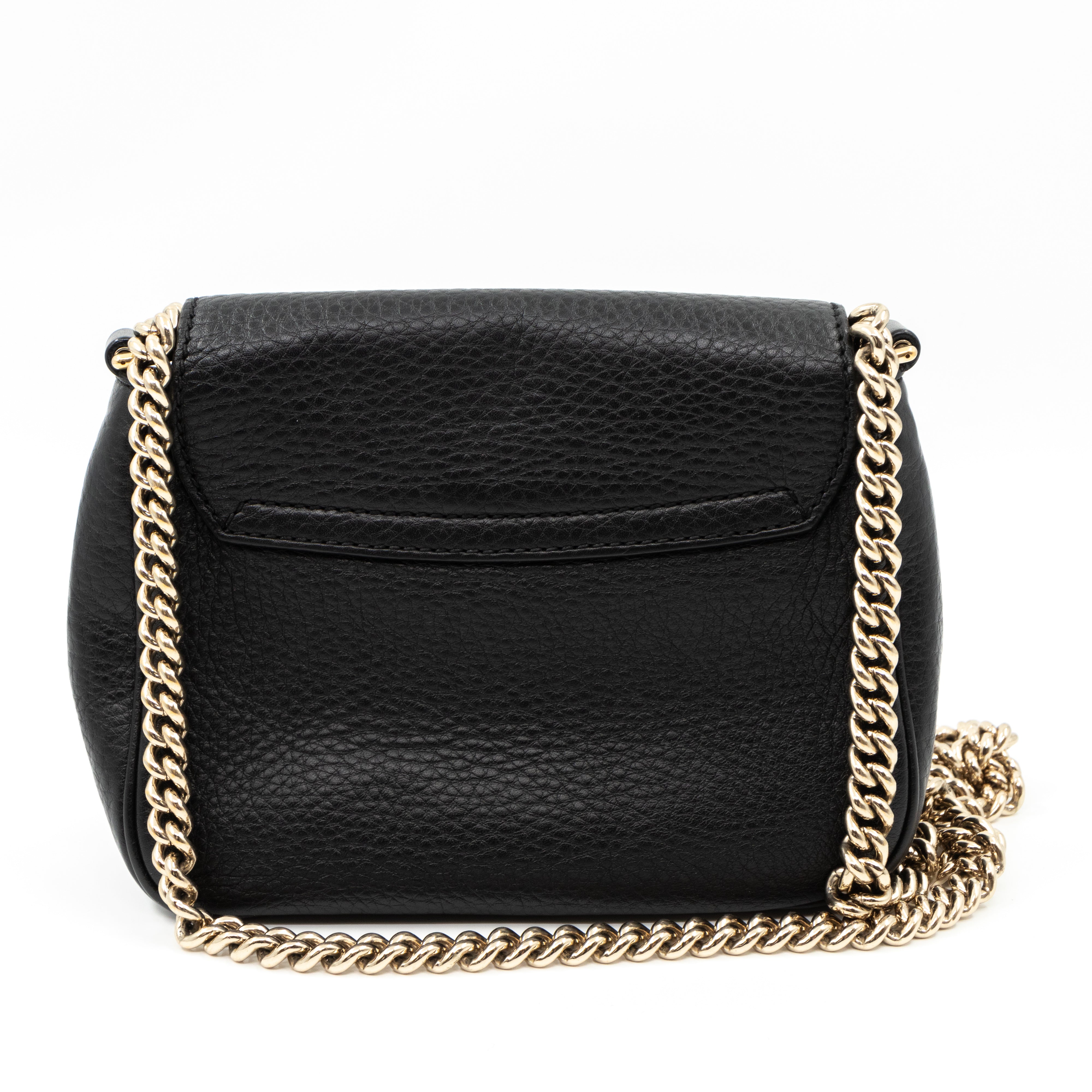 Soho Small Chain Flap Bag Black Leather