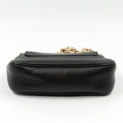 Soho Small Chain Flap Bag Black Leather