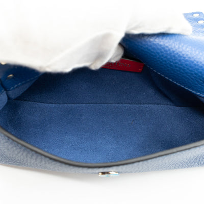 Rockstud Crossbody Pouch Blue Leather