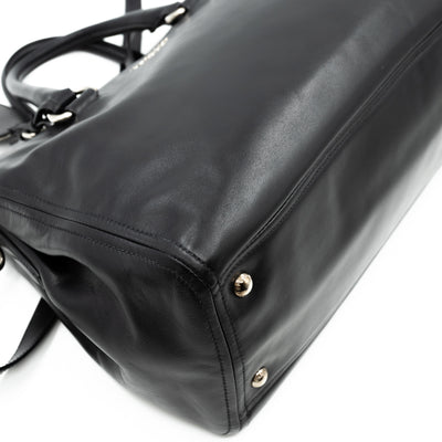 Soft Satchel Double Zip Black Leather