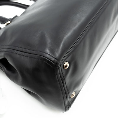 Soft Satchel Double Zip Black Leather
