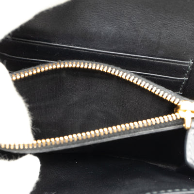 Leather Flap Nylon Wristlet Wallet Black