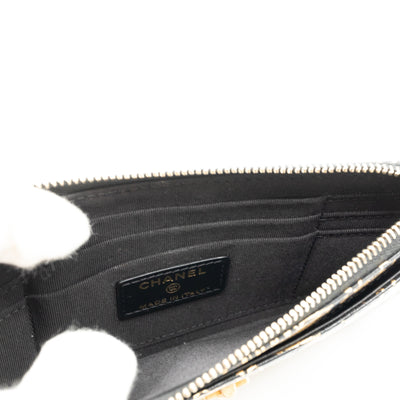 Flat Long Wallet Black Leather Gold Graffiti