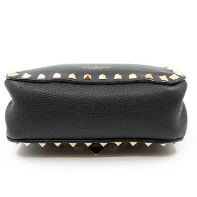 Rockstud Flap Crossbody Bag Black Leather