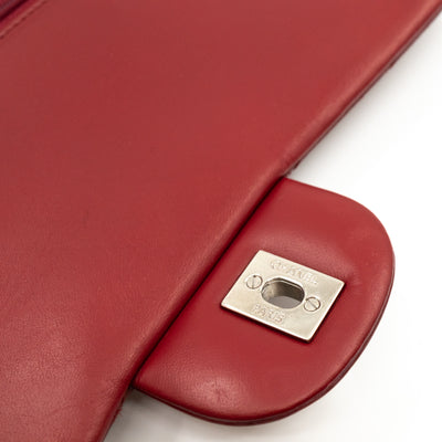 Classic Double Flap Maxi Red Patent Silver