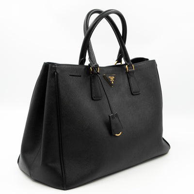 Large Open Tote Black Saffiano