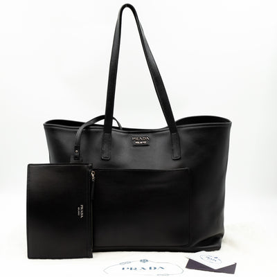 City Tote Black Calf Leather
