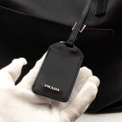 City Tote Black Calf Leather