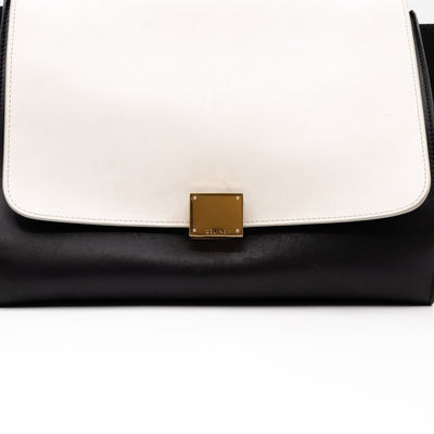 Medium Trapeze Black & White Leather
