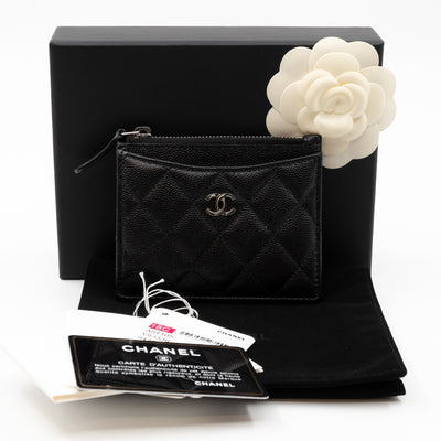 Zipped Card Holder Iridescent Black Caviar
