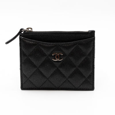 Zipped Card Holder Iridescent Black Caviar