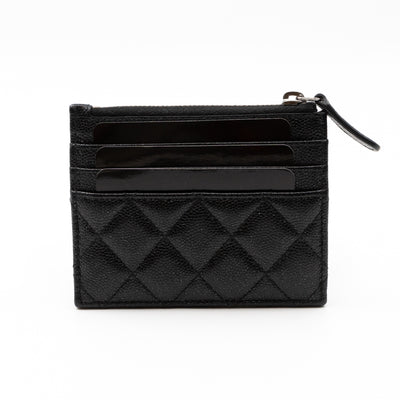 Zipped Card Holder Iridescent Black Caviar