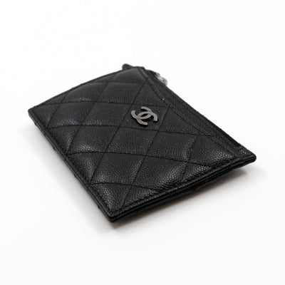 Zipped Card Holder Iridescent Black Caviar