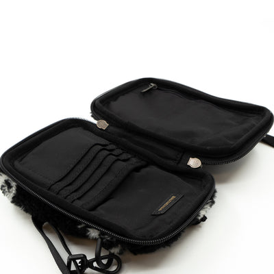 Explorer Crossbody Pouch Black Faux Fur