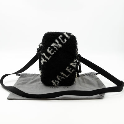 Explorer Crossbody Pouch Black Faux Fur