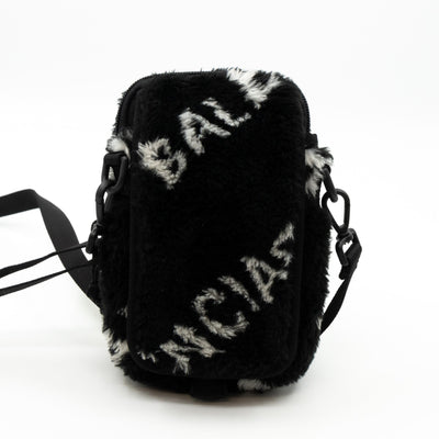 Explorer Crossbody Pouch Black Faux Fur