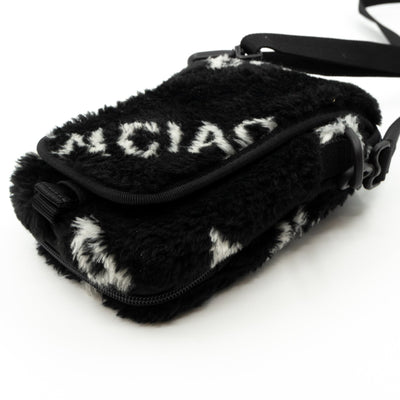 Explorer Crossbody Pouch Black Faux Fur