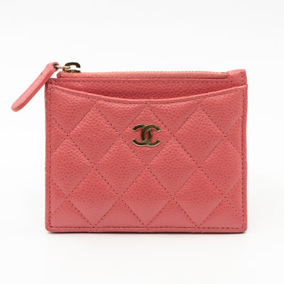 Zipped Card Holder Pink Caviar