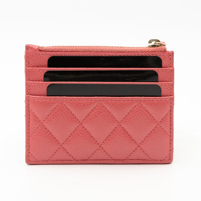 Zipped Card Holder Pink Caviar