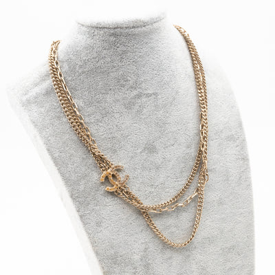 Triple Chain CC Necklace Light Gold
