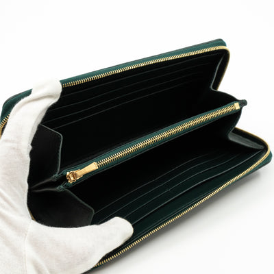 Large Zipped Wallet Amazon Green Leather