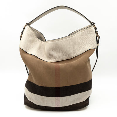 Ashby Medium Bucket Bag Check White