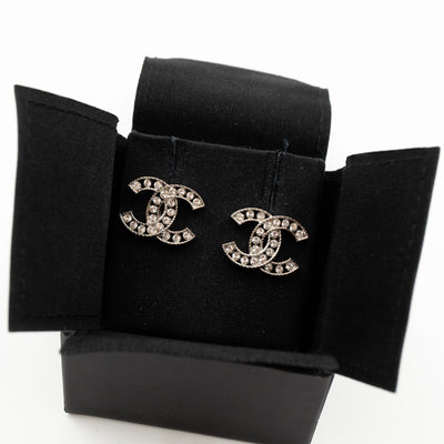 CC Crystal Frame Earrings Silver