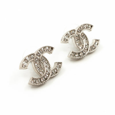CC Crystal Frame Earrings Silver