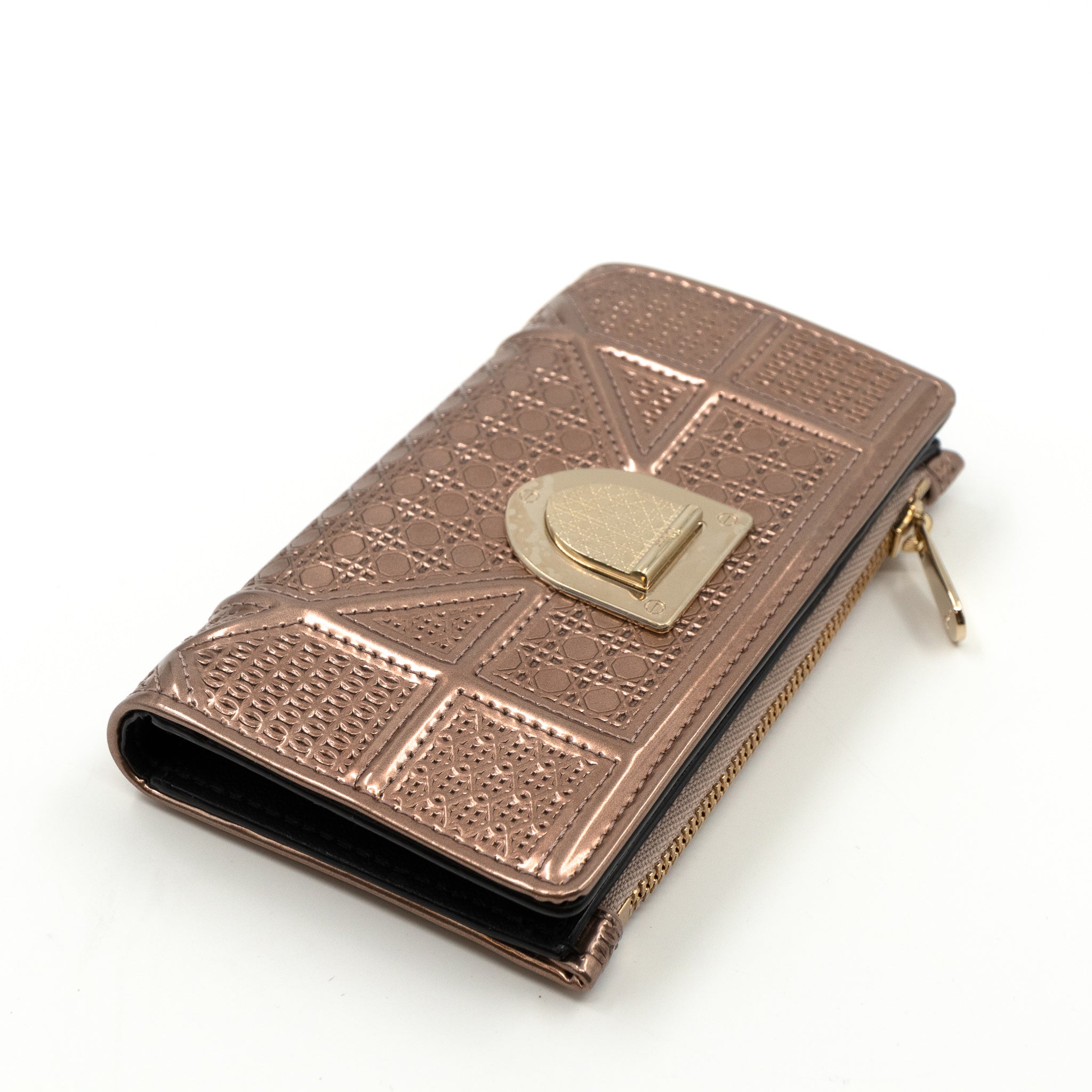 Diorama Compact Wallet Rose Gold Leather