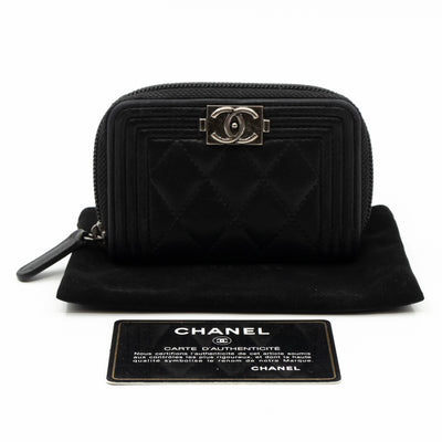 Boy Zipped Coin Purse Black Leather