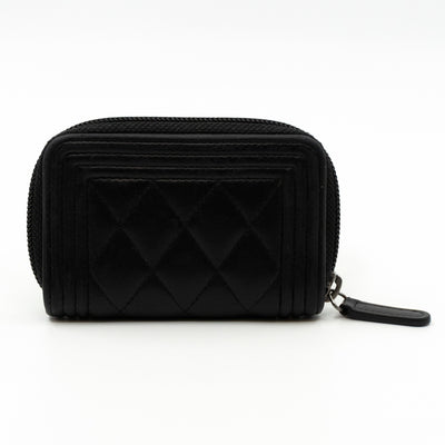 Boy Zipped Coin Purse Black Leather