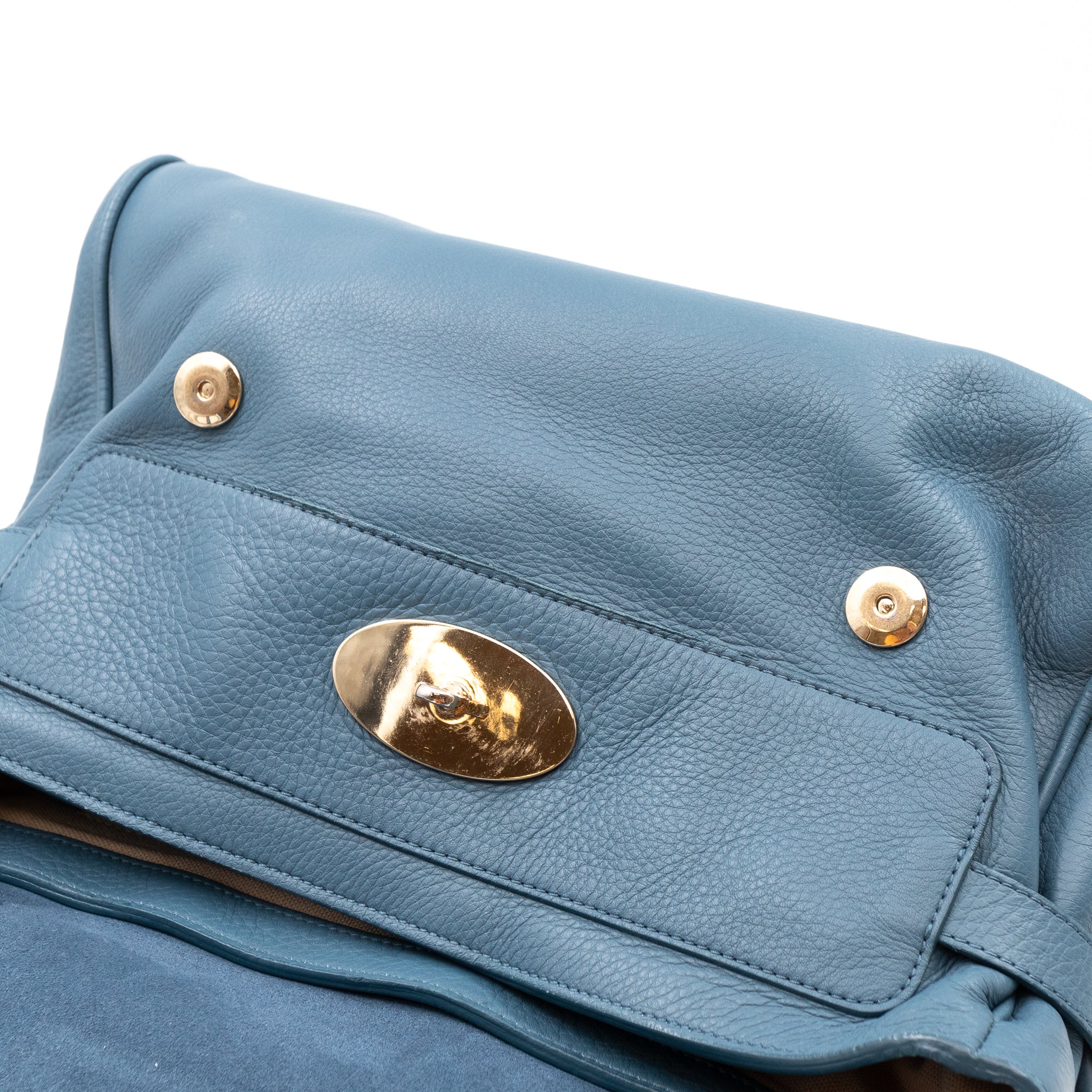 Alexa Studded Steel Blue Leather