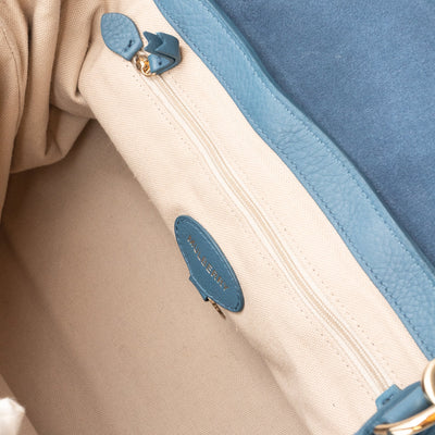 Alexa Studded Steel Blue Leather