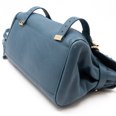 Alexa Studded Steel Blue Leather