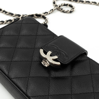 CC Box Clutch On Chain Black Caviar Silver