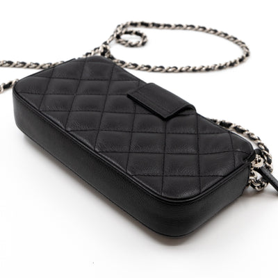 CC Box Clutch On Chain Black Caviar Silver