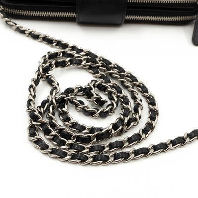 CC Box Clutch On Chain Black Caviar Silver