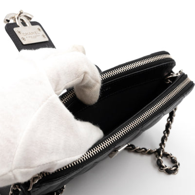 CC Box Clutch On Chain Black Caviar Silver