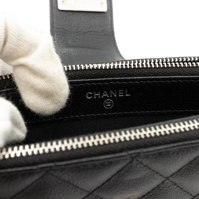 CC Box Clutch On Chain Black Caviar Silver