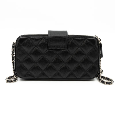CC Box Clutch On Chain Black Caviar Silver