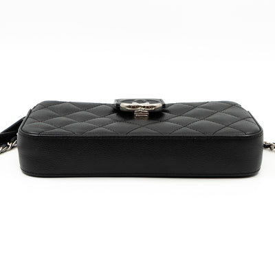 CC Box Clutch On Chain Black Caviar Silver