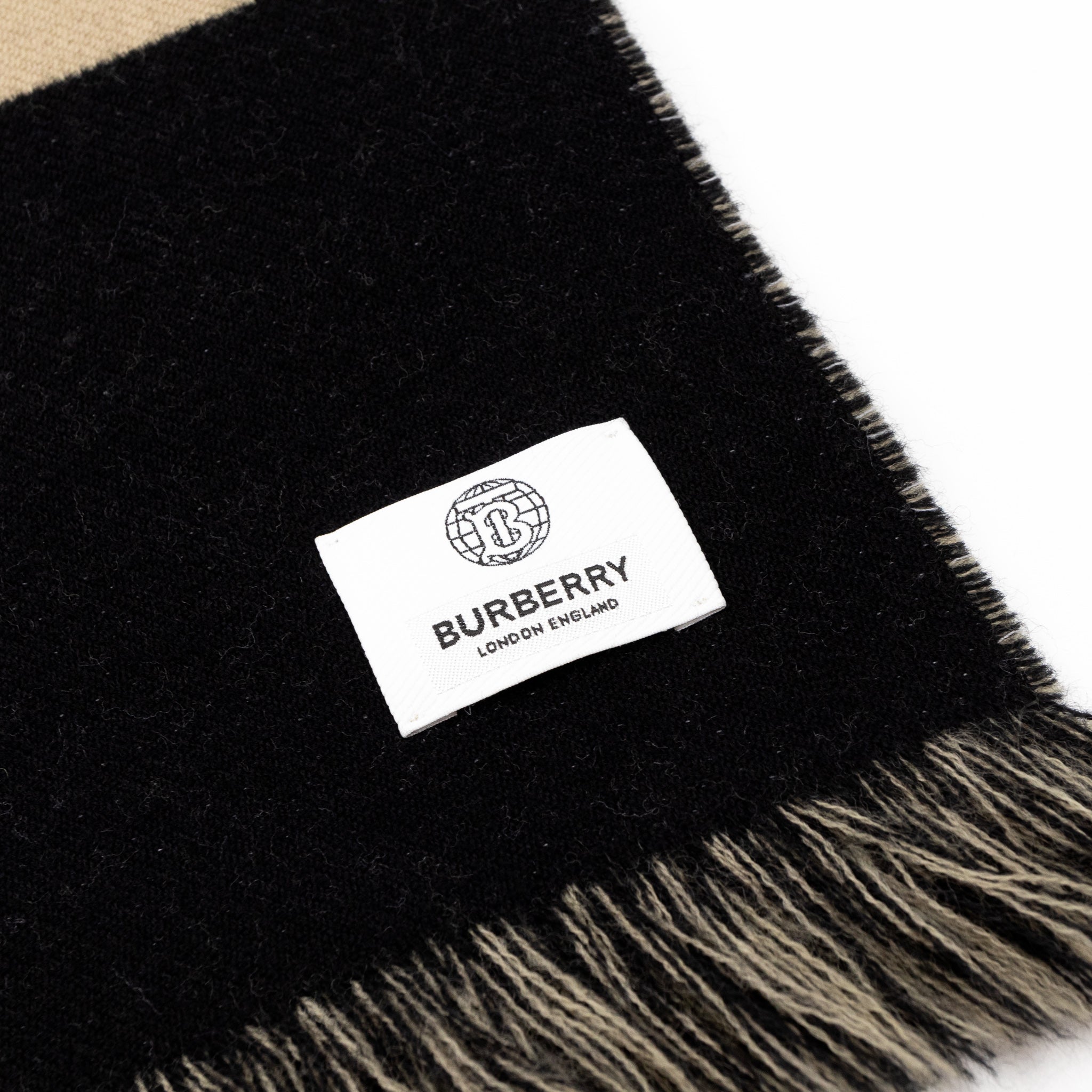 Burberry Logo Football Scarf Black Beige