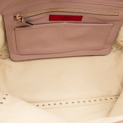 Rockstud Trapeze Tote Rose Beige Leather